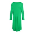 thumbnail image 5 of Kddylitq Long Sleeve Midi Dresses for Women 2024 Fashion Solid Color Pleated Dress Casual Plus Size Crewneck Dress with Pockets Green XL, 5 of 5