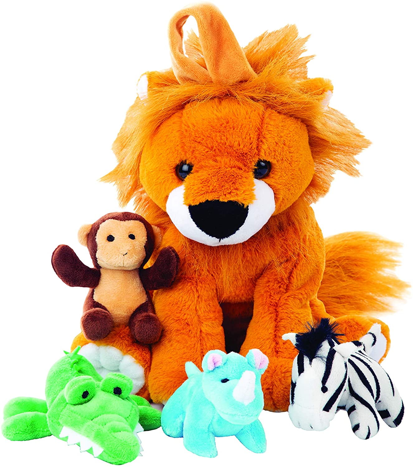 Plush Large Lion Carrier with 4 Mini Plush Animal Sound Toys | Plush Animal  Toy Baby Gift | Toddler Gift (Lion Carrier with Animals) 