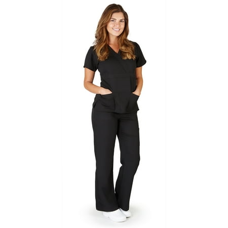 

M&M SCRUBS Stretch Junior Mock Wrap Medical Scrub set 8118 9120