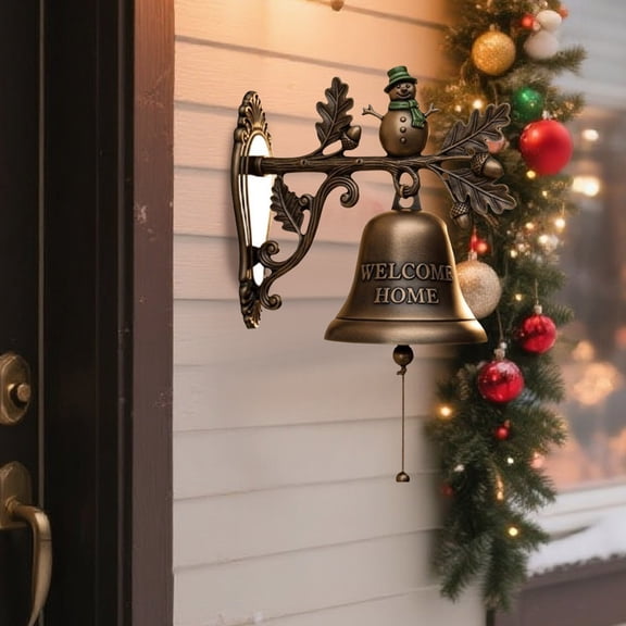 CY5O5ee Christmas Welcome Doorbell Rustic Decorative Wall Mounted Door Chime Merry Christmas Front Door Decor Welcome Hanging Door Decoration for Farmhouse Porch Wall Indoor Outdoor