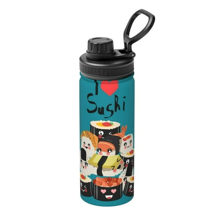 

Ocsxa I Love Sushi Print 18oz Stainless Steel Water Bottle Unisex Water Bottle Insulated Sports Water Cup Flask for Cold Water Drinks/Sports/Travel/Car/School