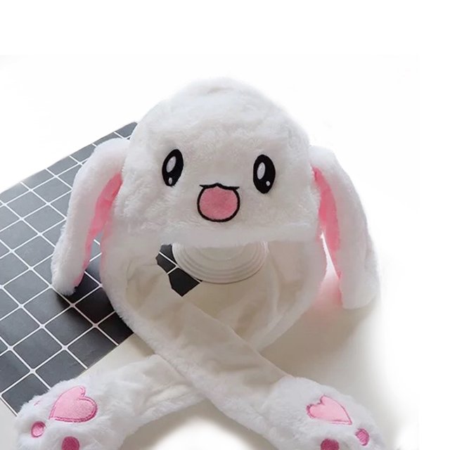 Divertido sombrero de conejito de peluche, lindo sombrero de conejo de peluche, sombrero de salto con oreja móvil, gorra para mujeres y niñas, Cosplay, fiesta de Pascua brillar Juguete