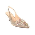 thumbnail image 3 of Women's Low Heel Closed Toe Slingback Pumps Rhinestone Comfortable Dress Shoes-Beige-12, 3 of 3