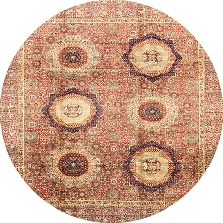 

Ahgly Company Indoor Round Abstract Grapefruit Red Area Rugs 5 Round
