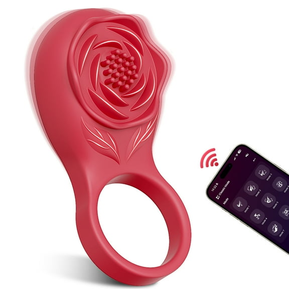 Xbonp Vibrating Penis Ring with 9 Vibrations Mode Rose Vibrator