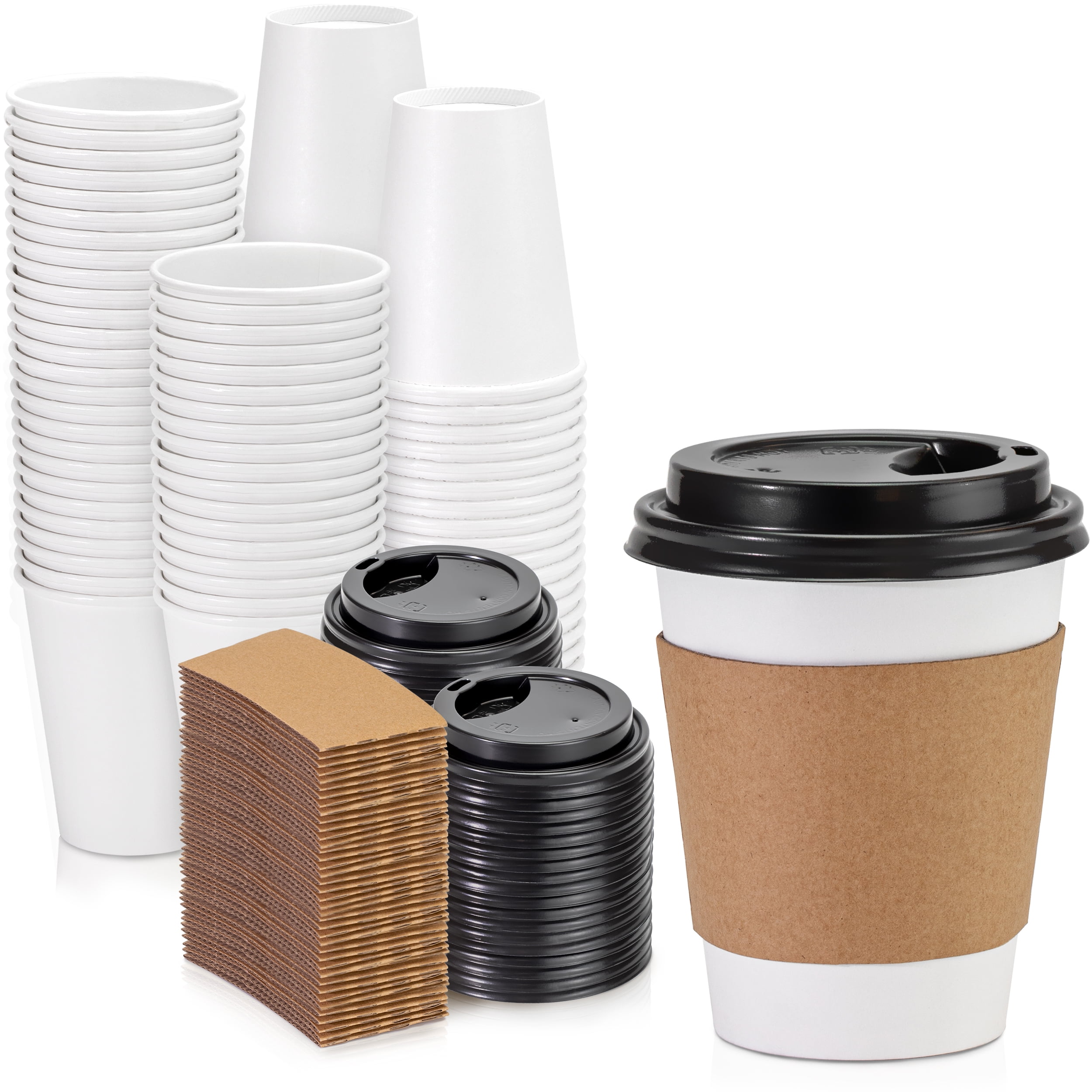 Disposable 8oz Paper Hot Cups with Leak-proof Lids for