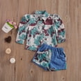 thumbnail image 3 of ITFABS Short en Denim à Col à Revers Camouflage Décontracté pour Bébé Fille + Taille Élastique, 3 of 9