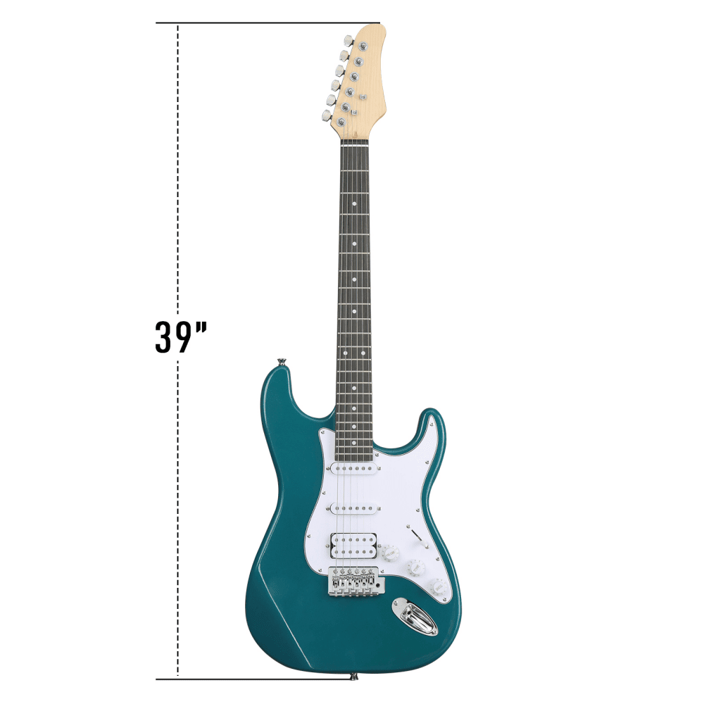 Tcbosik 39" Electric Guitar with 5W Amp, Bag and Strap, Starter Guitar Kit for Beginners with Amp Wire, Tremolo Arm and Wrench Tool, Lake Blue