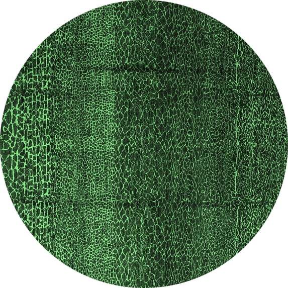 Ahgly Company Indoor Round Abstract Emerald Green Modern Area Rugs, 5' Round