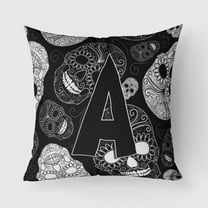 Carolines Treasures CJ2008-APW1818 Letter A Day of the Dead Skulls Black Canvas Fabric Decorative Pillow  18H x18W
