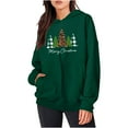 thumbnail image 4 of 2025 Christmas Baggy Hoodies Ladies Letter Print Graphic Sweatshirt with 2 Pockets Casual Pullover Tops Loose (2XL, Green 01), 4 of 6