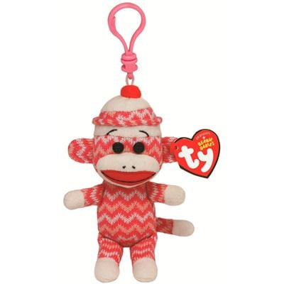Zig Zag Plush - Ty Beanie Sock Monkey Zig-Zag Pink Clip