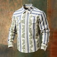 thumbnail image 2 of Mens 70s Disco Cotton Dress Shirts Casual Paisley Tops Floral Vintage Long Sleeve Shirt with Pocket Big and Tall Size 5XL Beige, 2 of 3