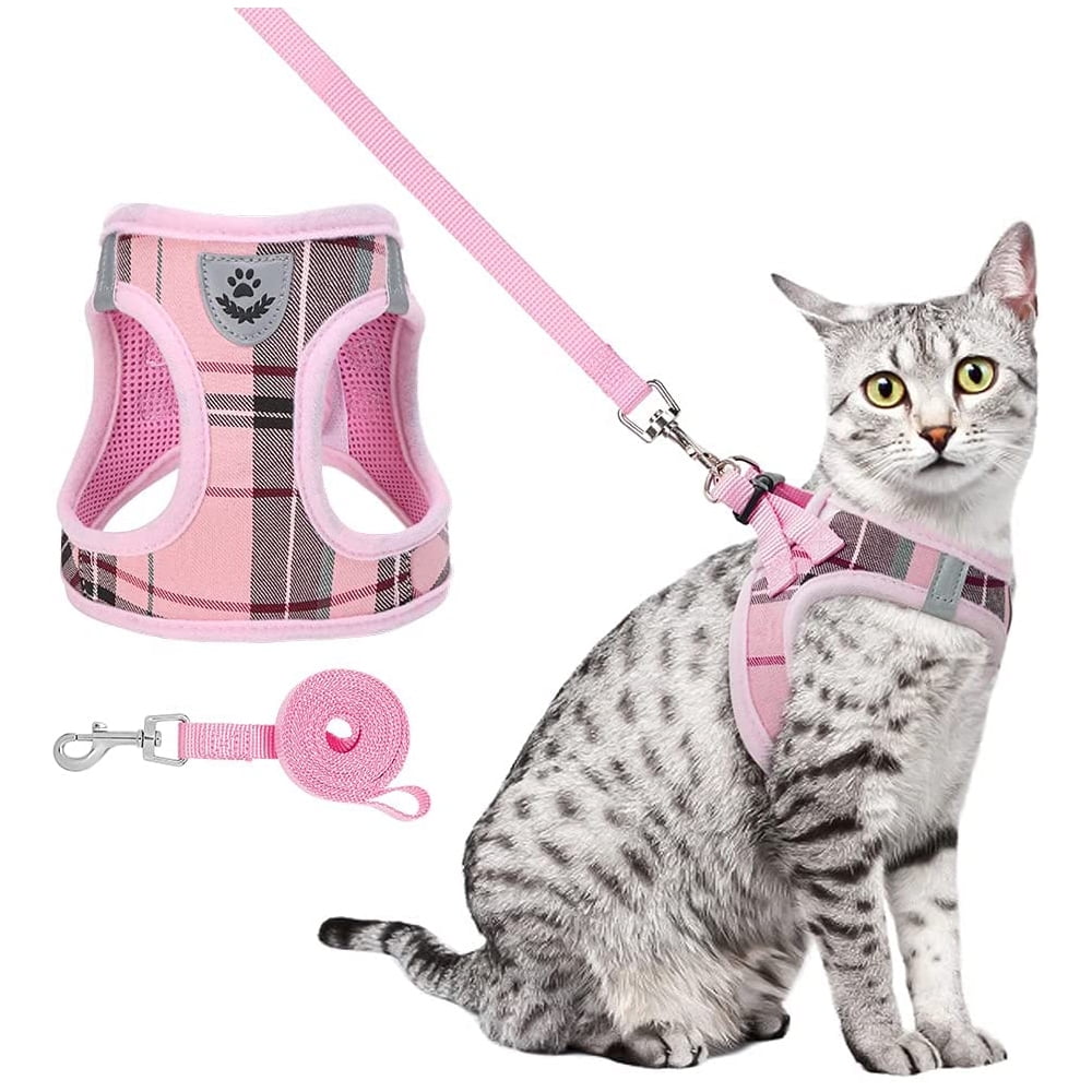 Escape Proof Cat Harness with Leash Adjustable Soft Mesh Best for Walking 
