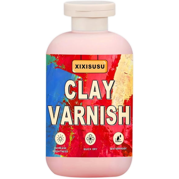 Air Dry Clay Glaze, Clay Glaze, Polycrylic Clear Gloss with 2 Brushes, High Glossy, Scratch Resistant, Waterproof, Prevent Cracking (4 oz)