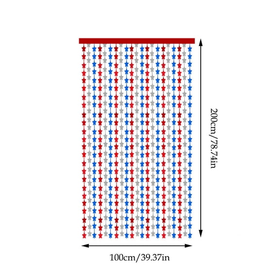 HOARBOEG 2Pcs 6.56ft Red White Blue Silver Star Foil Fringe Curtain, Patriotic 4th of July Backdrop Decorations, Independence Day Party Background Tinsel Curtain for Wall Door Decor