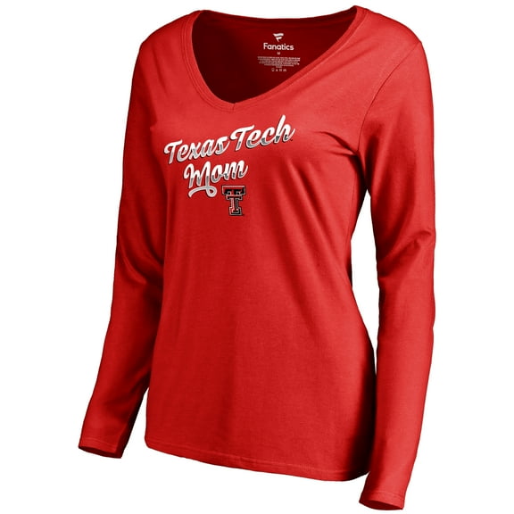 Women's Red Texas Tech Red Raiders Team Mom Long Sleeve T-Shirt