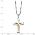 thumbnail image 5 of Stainless Steel Ball Beaded Necklace with Pendants Chain Chisel Polished 14k Gold Accent Crucifix Pendant on a 22 inch 21 mm, 5 of 5