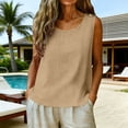 thumbnail image 2 of Kojanyu Women's Cotton Linen Sleeveless Crewneck Tank Top Casual Loose Fit Summer Blouse, 2 of 7