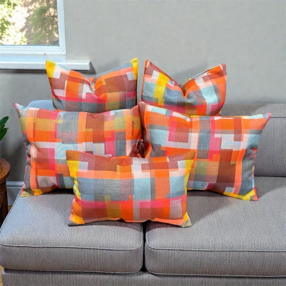 Orange Multiverse -  Set of Five Pillows, Multiple Sizes One 16x10, Two 16x12, Two 16x15