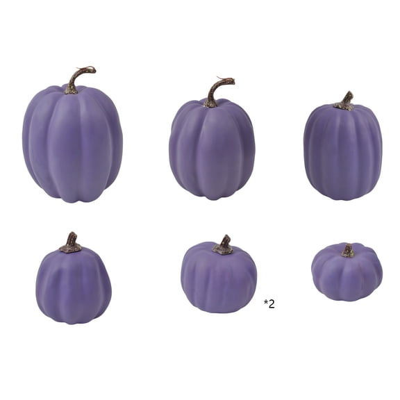 Cheapark Matte Purple Assorted Size Artificial Foam Pumpkins Set, Fake Pumpkin Ornaments For Fall Harvest Thanksgiving Halloween, Decorative Foam Pumpkins For Tiered Tray Table Home Decor Gift