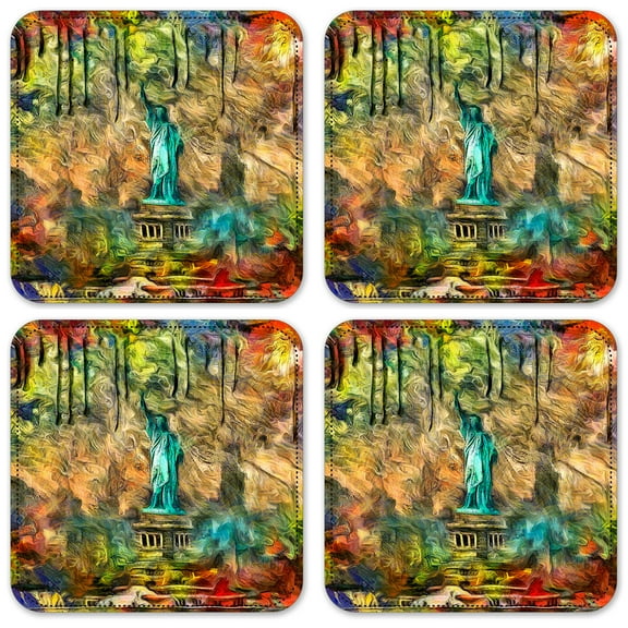 Vinyl Drink Coasters - Set of 4 - Statue of Liberty Abstract