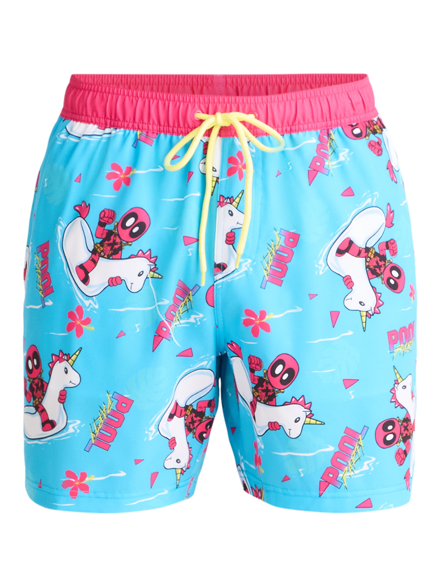 Deadpool Men's and Big Men's Party Graphic Swim Shorts, Sizes S-3XL