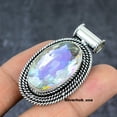 thumbnail image 5 of Adidev 30 Carat Fire Rainbow Topaz Gemstone Oval Shape Rainbow Color 925 Sterling Silver Plated Pendant for Women, 5 of 5