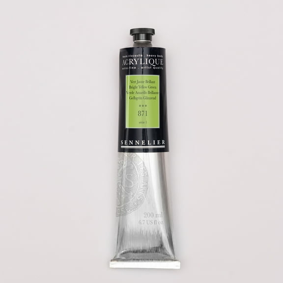 Sennelier Extra-Fine Artists' Acrylic Color, 200ml Tube, Bright Yellow Green S1