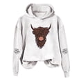 thumbnail image 2 of Womens Oversized Hoodies Vintage Highland Cow Head Graphic Hooded Sweatshirt Drop Shoulder Streetwear Casual Pullover Tops Fall Winter Clothes White 3XL, 2 of 3