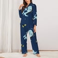 thumbnail image 2 of Lsque Space Dinosaur Pattern Long Sleeve Pajama Set for Women - Soft 2-Piece Sleepwear and Loungewear Set with Pockets, Comfy Nightwear-Large, 2 of 7