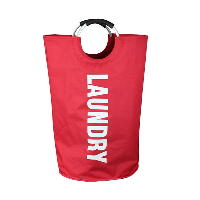 Fiudx Bolsa de Lavandería, Tela Plegable, Cesta de Aluminio con Aros, Gran Capacidad, Ideal Viajes y Dormitorio, Material Ecológico, Asa de Agarre Suave.