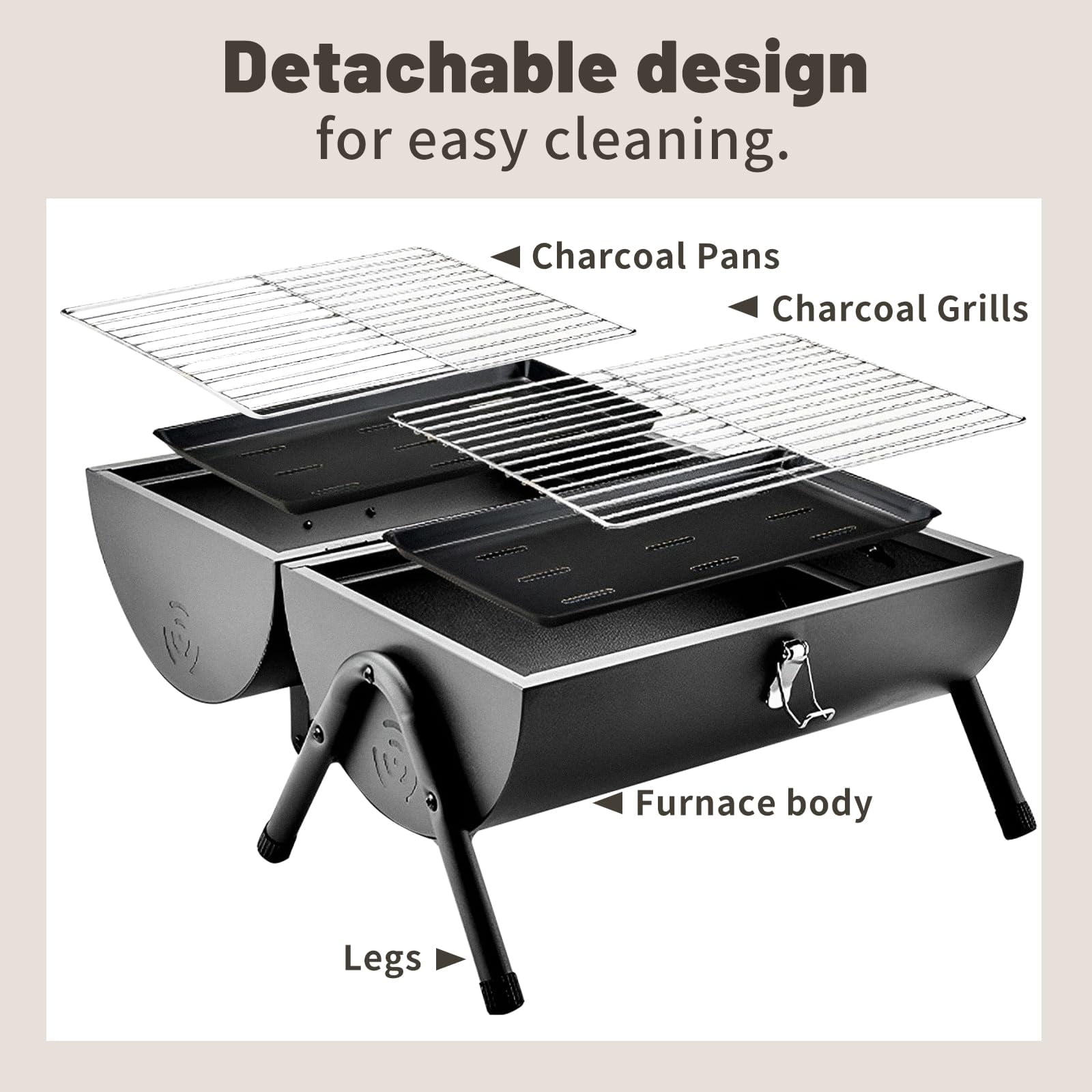 Mibote Portable Iron Charcoal BBQ Grill for Camping and Picnics