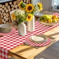 thumbnail image 4 of Red White Plaid Round 15 Inch Placemats Set of 8, Modern Farmhouse Buffalo Check Gingham HeatResistant Non Slip Place Mats for Dining Table, Wipeable Braided Kitchen Table Mats for Housewarming, 4 of 9
