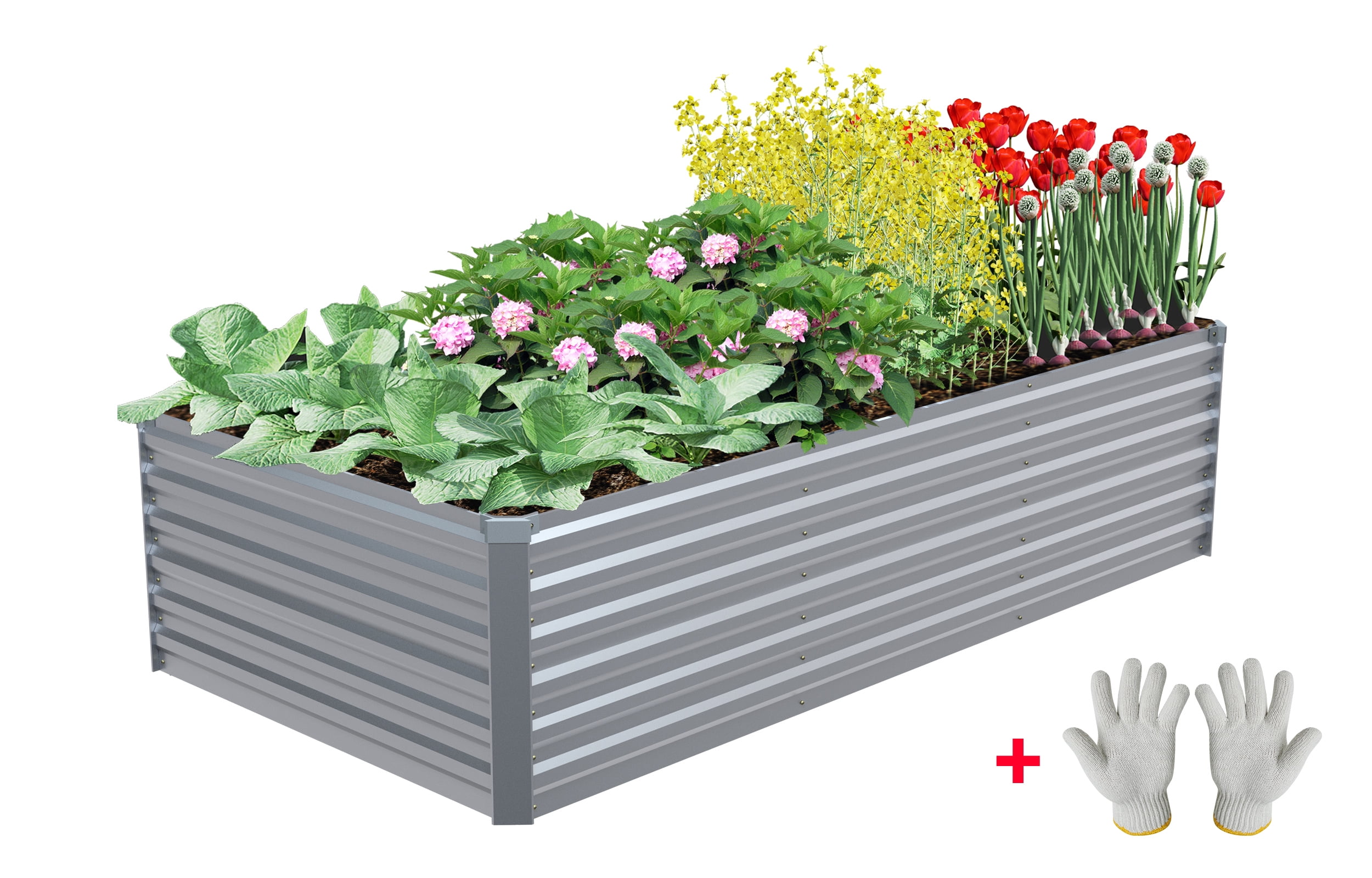 Tall Galvanized Raised Garden Bed With Arch Trellis – Expandable Planter Box For Vines, Flowers, Herbs