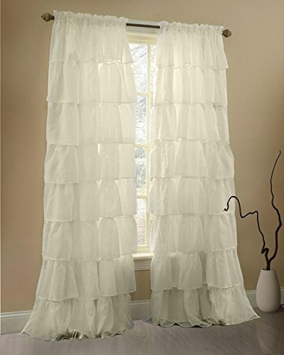 SHORT MULTILAYERS VOILE SHEER FABRIC WINDOW CURTAIN RUFFLE PANEL 1PC GYPSY NEW