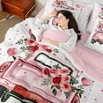 thumbnail image 4 of Castle Fairy Teens Pink Vintage Truck Bedding Comforter Set 7 Pieces,Romantic Floral Rose Love Heart Full Bedding Set Lightweight,Happy Valentine's Day Fitted Sheet Flat Sheet,Ultra Soft Home Decor, 4 of 8