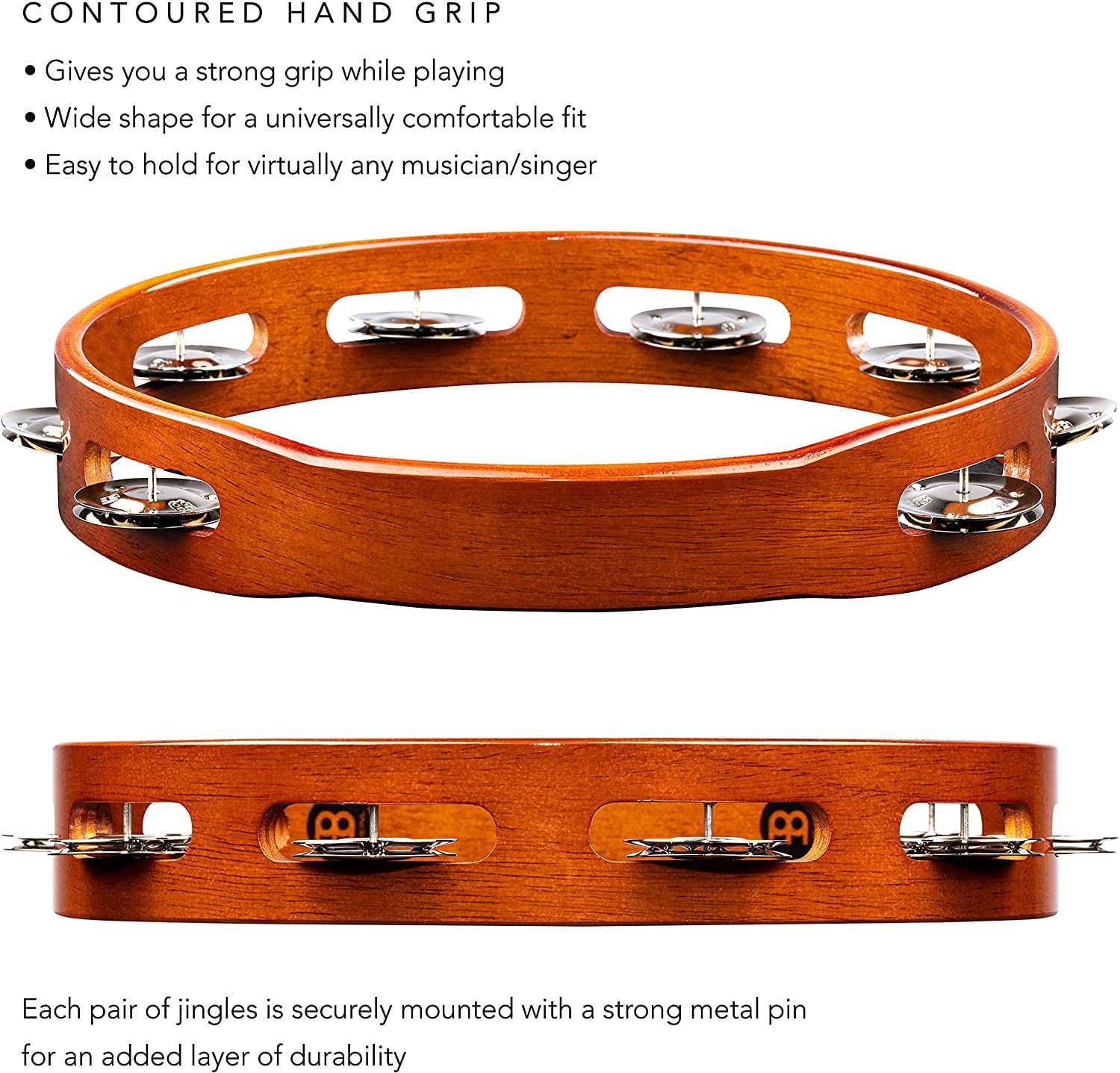 Meinl 10" Traditional Wood Tambourine with Steel Jingles | TA1AB