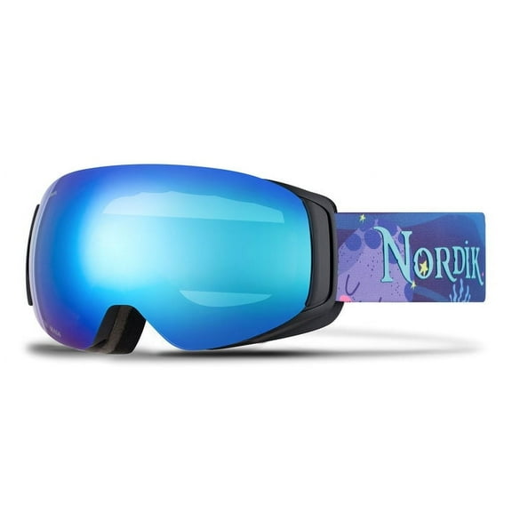FREYA Magnetic Ice Blue Kid Teen Ski Goggles with Designed Straps - Bonus Lenses