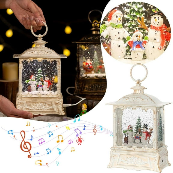 Christmas Snow Globe Lantern Musical, Snow Globes USB&Battery Powered Rotating Glittering Water With Timer Vintage Christmas Decorations Home Decor Gifts