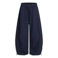 thumbnail image 4 of Leey-World Girls Wide Leg Pants Girls Cargo Pants Drawstring Waist Kids Joggers Hiking Pants Trousers with Pockets for Teen Girl 5-14 Years(Navy,10-11 Years), 4 of 6