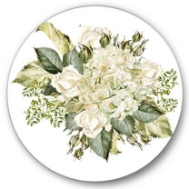 Designart 'Beautiful Bouquet With Roses and Hudrangea' Farmhouse Circle Metal Wall Art 29x29 - Disc of 29