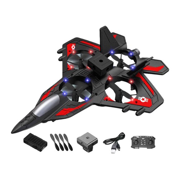 Avión de control remoto de espuma con luz, portátil, para principiantes, regalo para niños, fácil de volar, de 360 degree, mantenimiento de altitud, Rojo