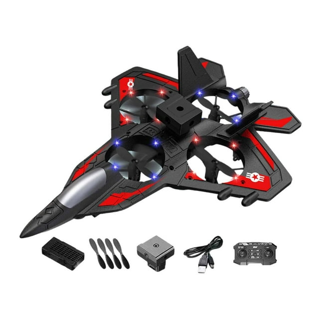 Avión de control remoto con luz, regalo para principiantes, helicóptero RC con control de altitud, de 360 degree, avión de , juguete para niños Rojo