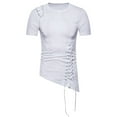 thumbnail image 2 of Awdenio Mens T-shirts Hem Casual T-Shirt Tops Solid Asymmetric Zipper Short Sleeve T-Shirt, 2 of 9