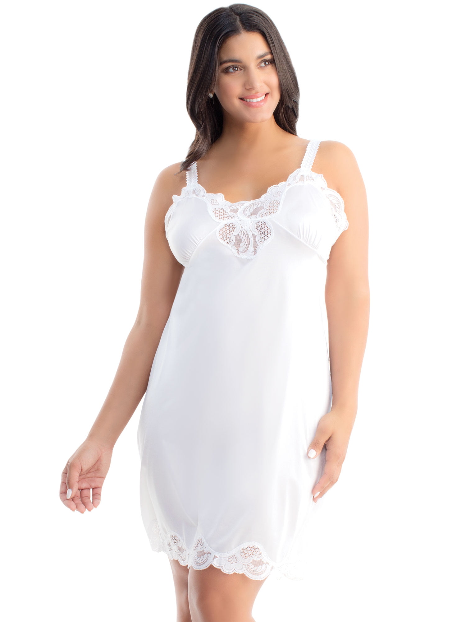 Ilusion Womens Nylon Full Slip with Lace Trim and Adjustable Straps 2012 