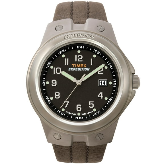 Timex Men's Expedition Metal Tech Brown/Black 40mm Outdoor Watch, Leather Strap