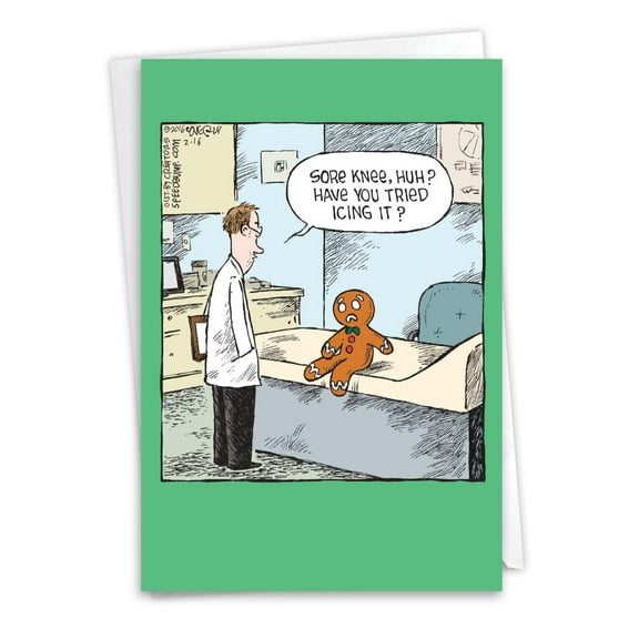 NobleWorks Funny Thank You Greeting Card (Doctor) with 5 x 7 Inch Envelope (1 Card) Sore Gingerbread Man C2609TYG