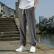 thumbnail image 1 of Pantalones largos para hombre, moda de verano, lisos, informales, con cintura elástica y bolsillos, 1 of 4