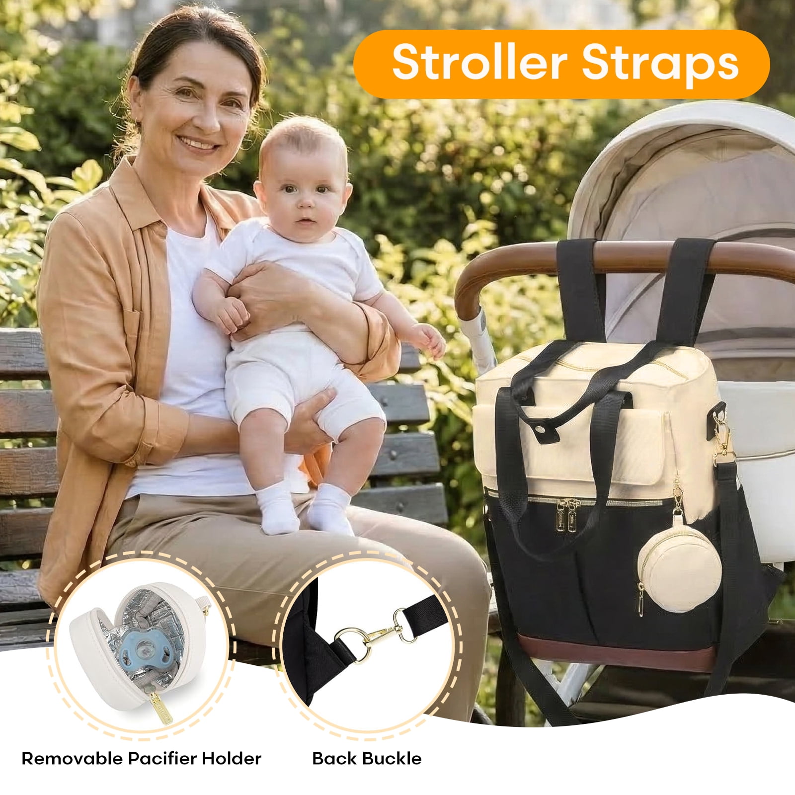 Baby Diaper Backpack with Changing Pad, Diaper Bag Backpack with 13 Pockets & Insulated Bottle Holders, Waterproof Travel Diaper Bag for Mom and Dad, Black Brown